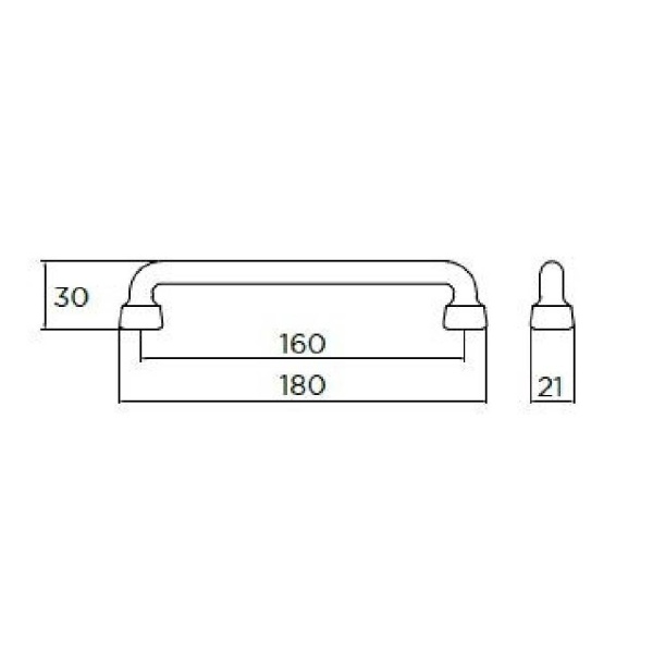 CLAREMONT ROD D Cupboard Handle - 160mm h/c size - 3 finishes (PWS H1103.160)